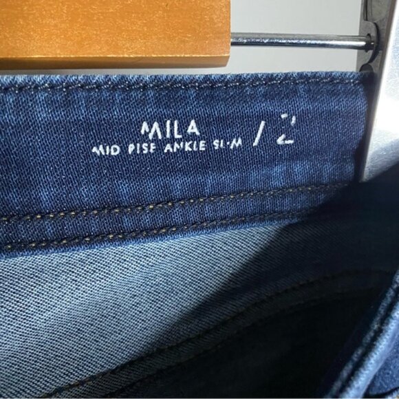 Fidelity Women’s Mila Mid Rise Ankle Slim Denim Jean in Starlet Dark - Picture 7 of 9